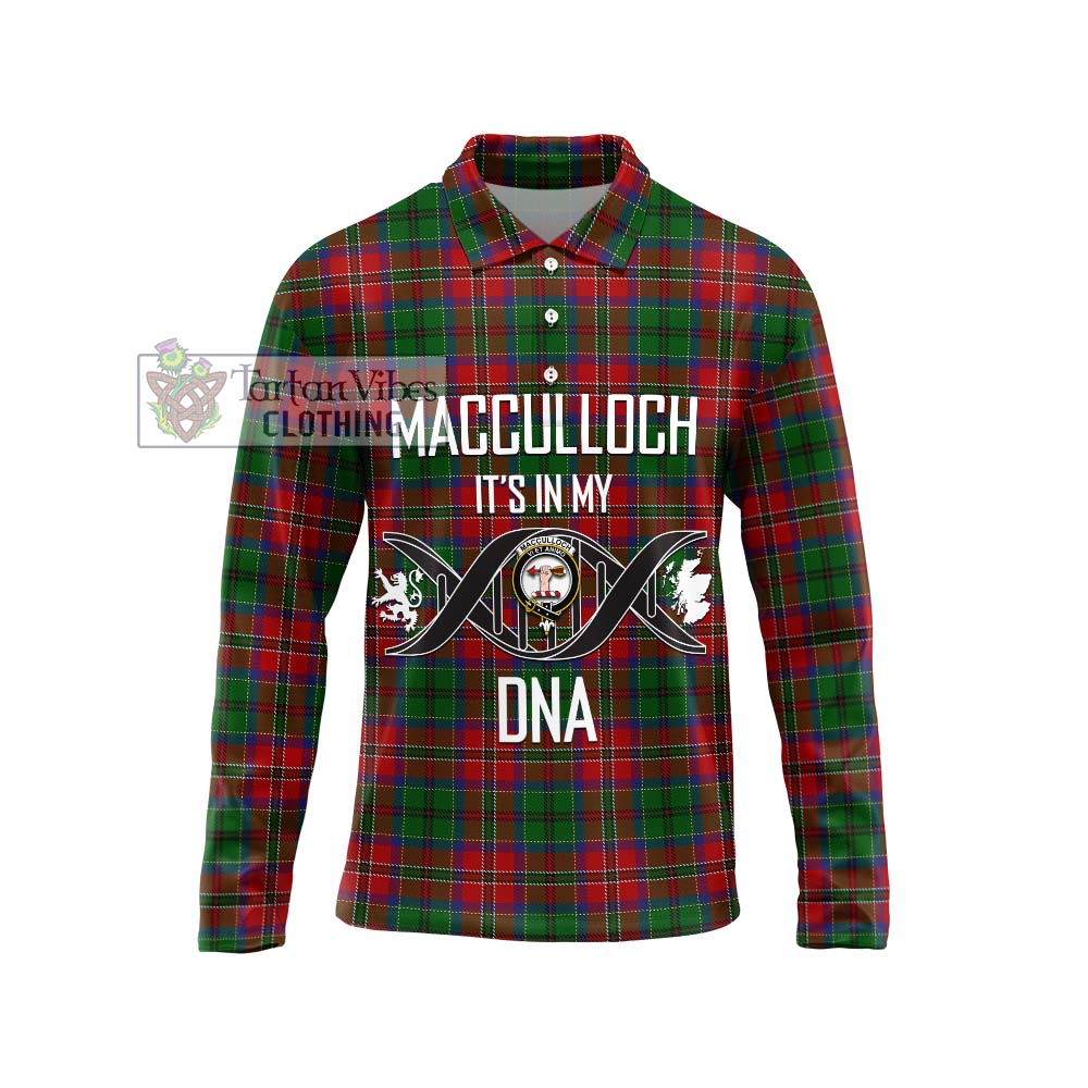 Tartan Vibes Clothing MacCulloch Tartan Long Sleeve Polo Shirt with Family Crest DNA In Me Style