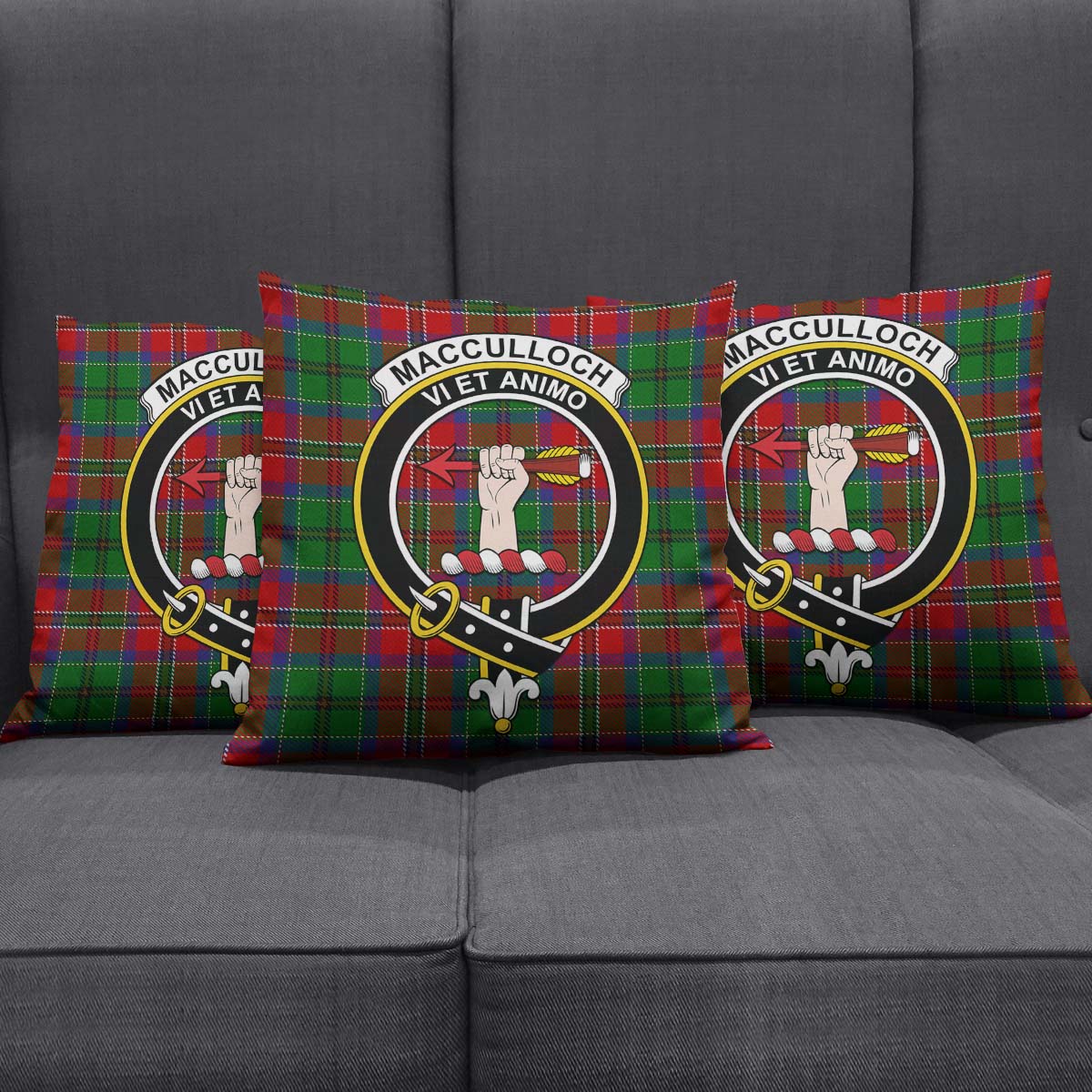 MacCulloch Tartan Pillow Cover with Family Crest Square Pillow Cover - Tartanvibesclothing