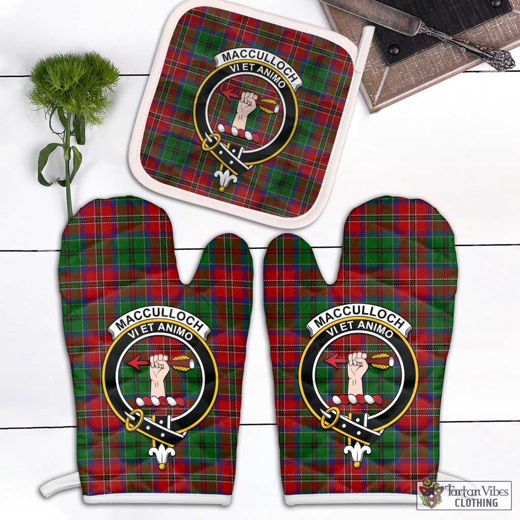 Tartan Vibes Clothing MacCulloch Tartan Combo Oven Mitt & Pot-Holder with Family Crest