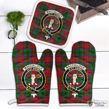 MacCulloch (McCulloch) Tartan Combo Oven Mitt & Pot-Holder with Family Crest