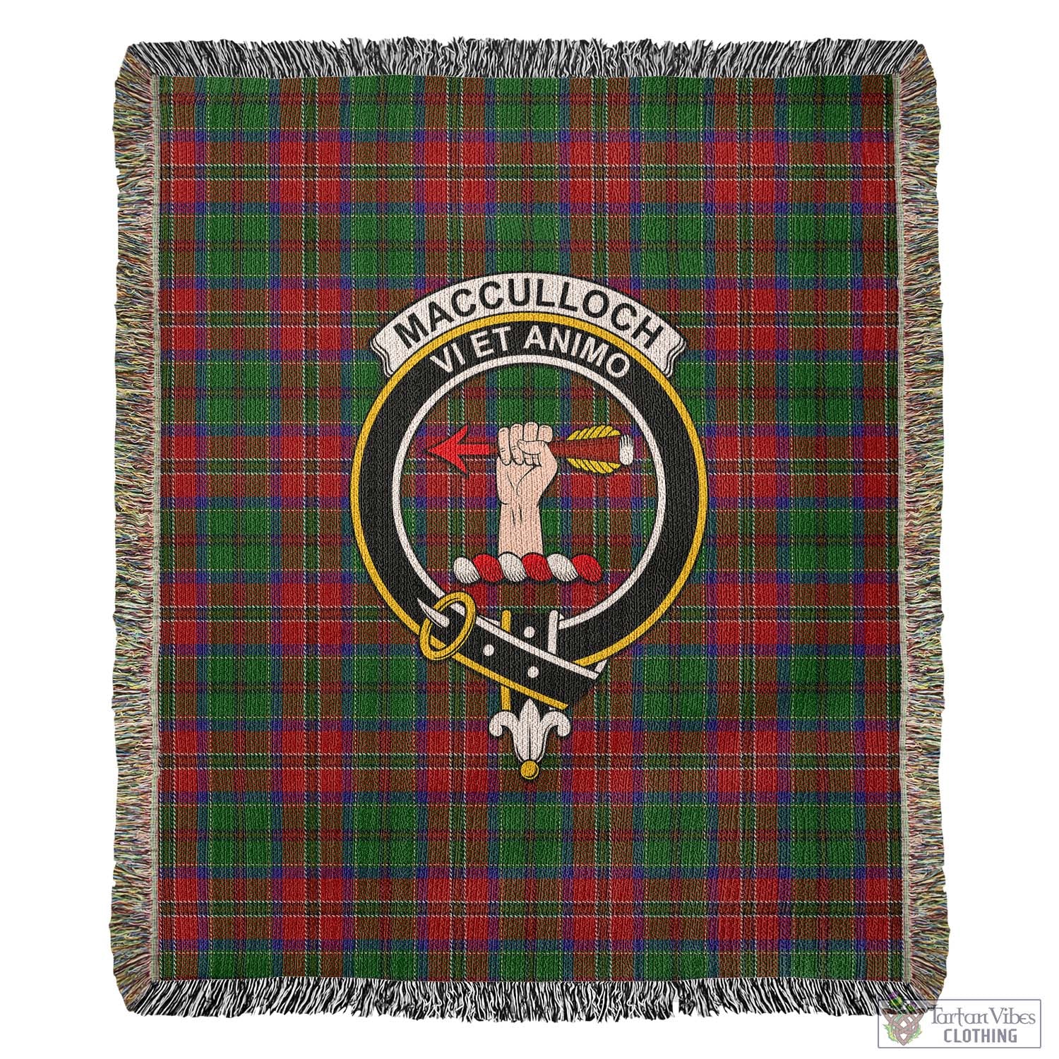 Tartan Vibes Clothing MacCulloch Tartan Woven Blanket with Family Crest