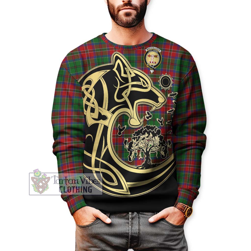 Tartan Vibes Clothing MacCulloch Tartan Sweatshirt with Family Crest Celtic Wolf Style