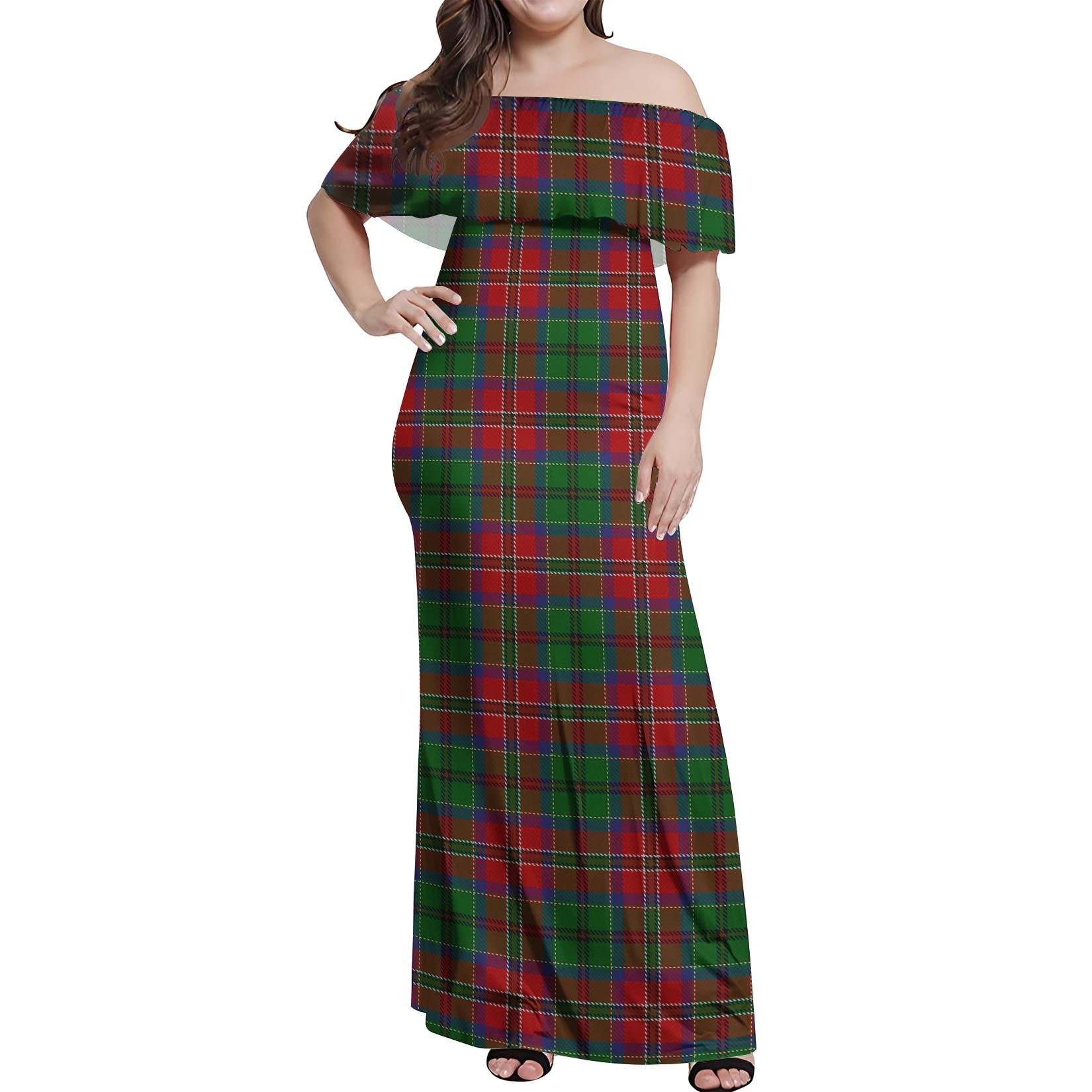 MacCulloch Tartan Off Shoulder Long Dress Women's Dress - Tartanvibesclothing