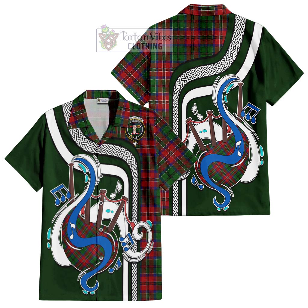 Tartan Vibes Clothing MacCulloch Tartan Short Sleeve Button Shirt with Epic Bagpipe Style