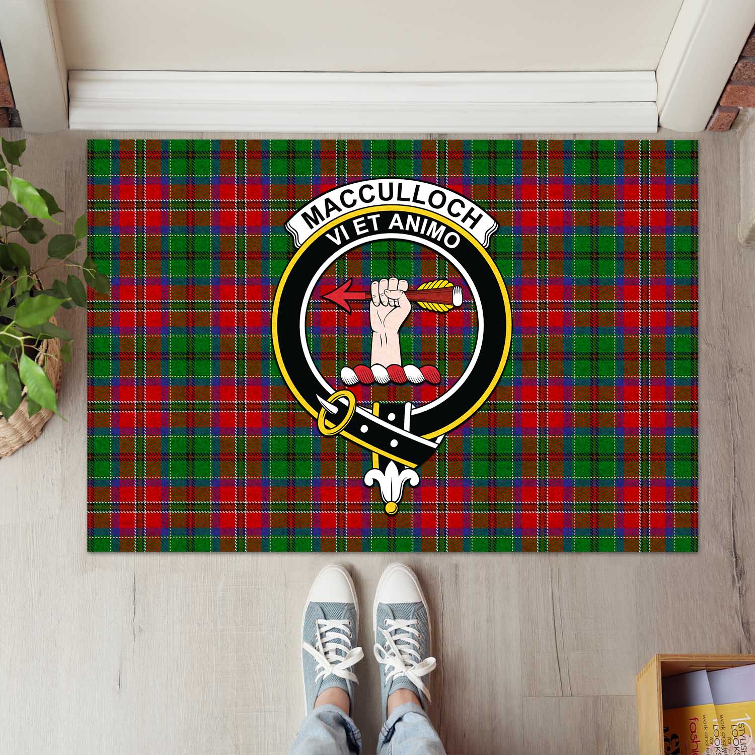 MacCulloch Tartan Door Mat with Family Crest - Tartanvibesclothing