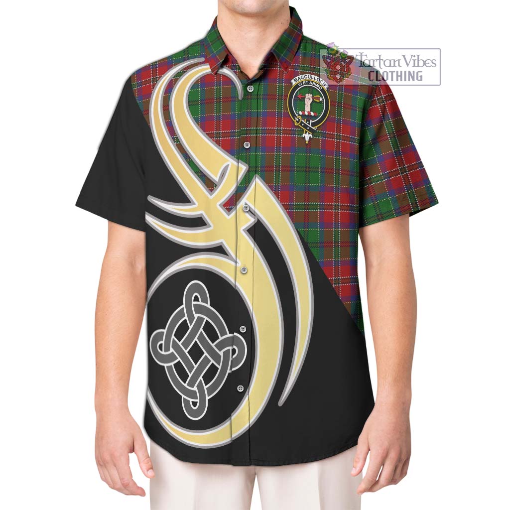 MacCulloch (McCulloch) Tartan Short Sleeve Button Shirt with Family Crest and Celtic Symbol Style Kid - Tartan Vibes Clothing