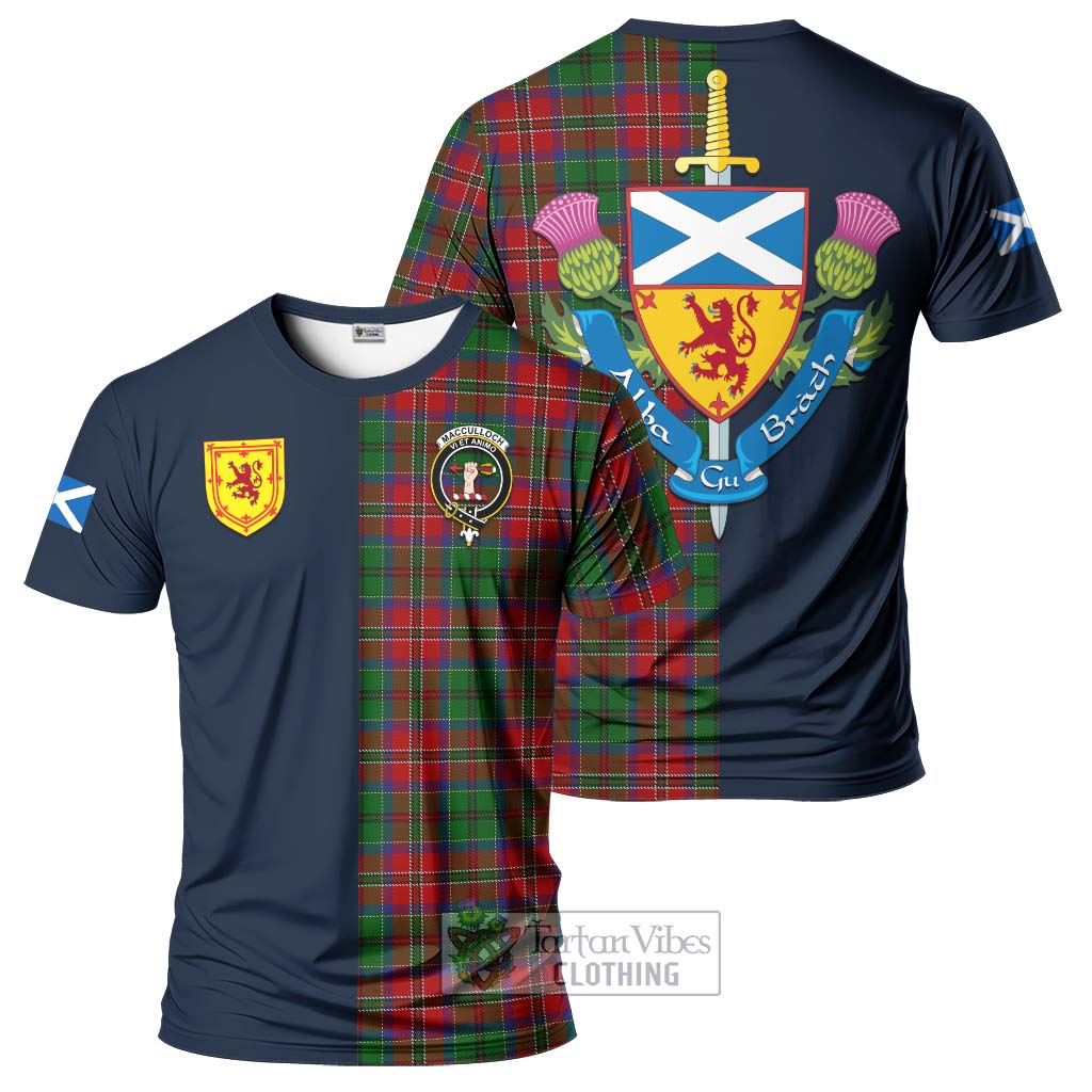 Tartan Vibes Clothing MacCulloch Tartan T-Shirt Alba with Scottish Lion Royal Arm Half Style