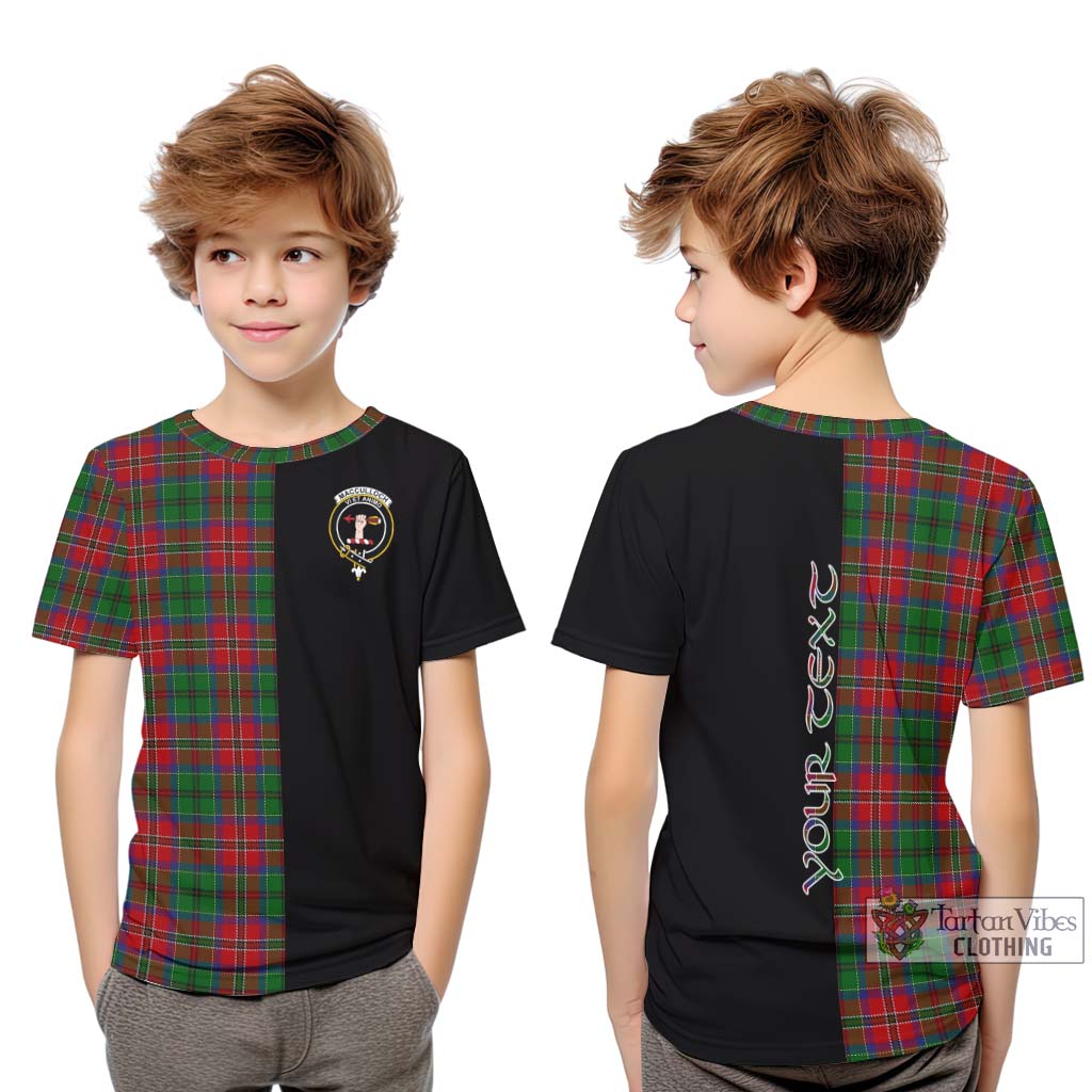 Tartan Vibes Clothing MacCulloch Tartan Kid T-Shirt with Family Crest and Half Of Me Style