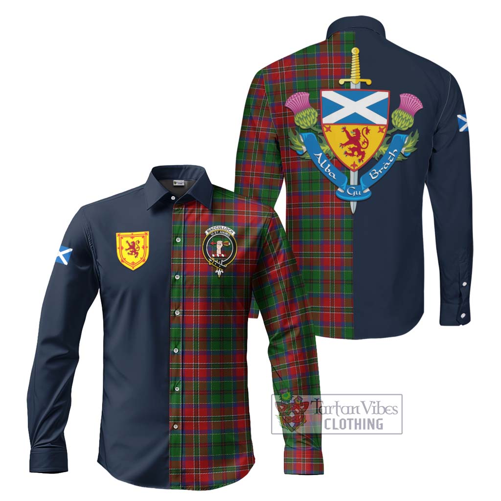 Tartan Vibes Clothing MacCulloch Tartan Long Sleeve Button Shirt with Scottish Lion Royal Arm Half Style