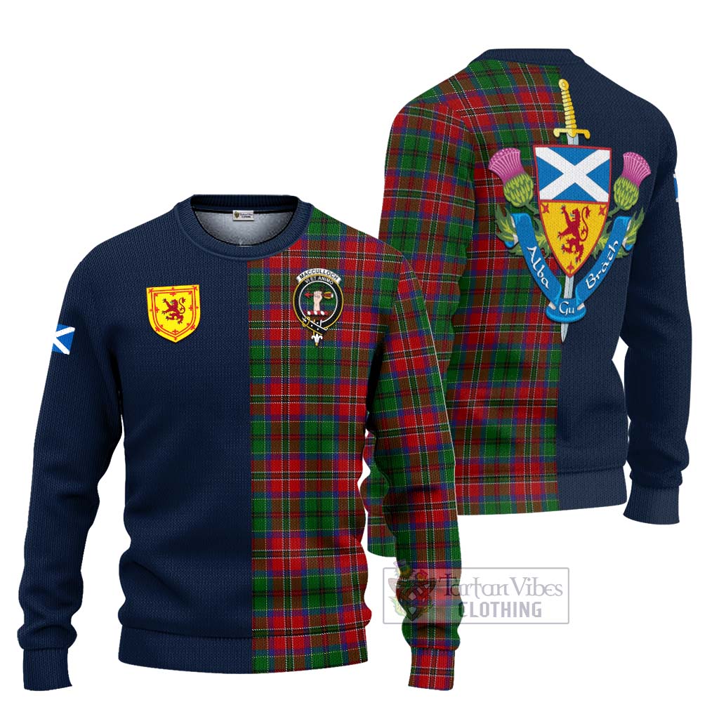 Tartan Vibes Clothing MacCulloch Tartan Knitted Sweater with Scottish Lion Royal Arm Half Style