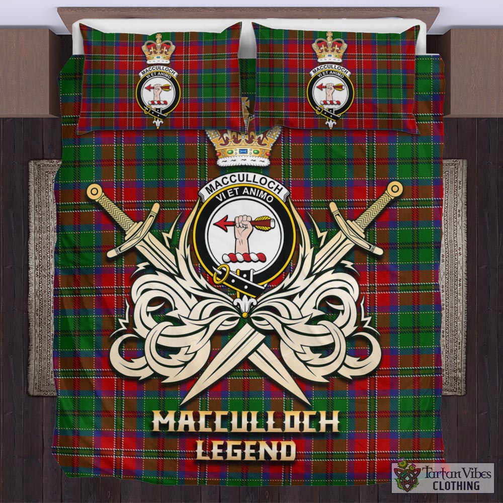 Tartan Vibes Clothing MacCulloch Tartan Bedding Set with Clan Crest and the Golden Sword of Courageous Legacy