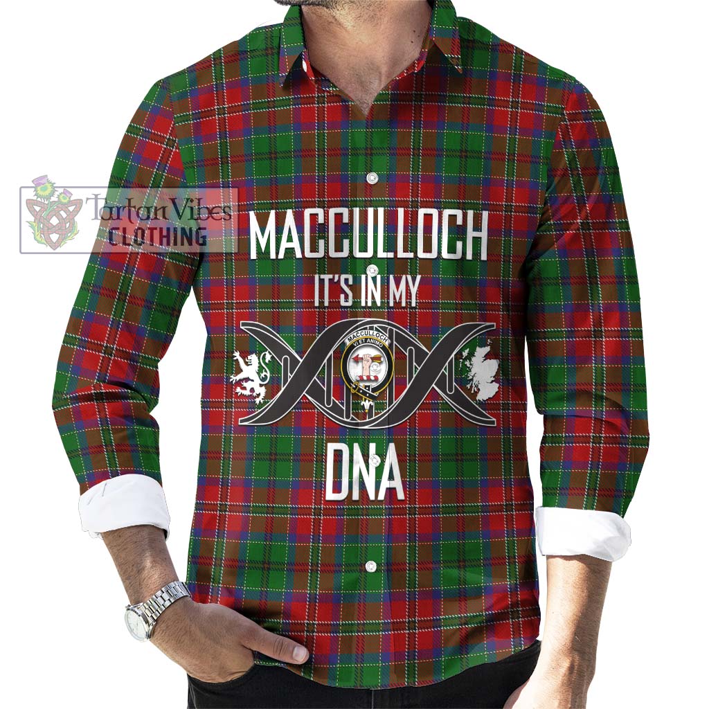 Tartan Vibes Clothing MacCulloch Tartan Long Sleeve Button Shirt with Family Crest DNA In Me Style