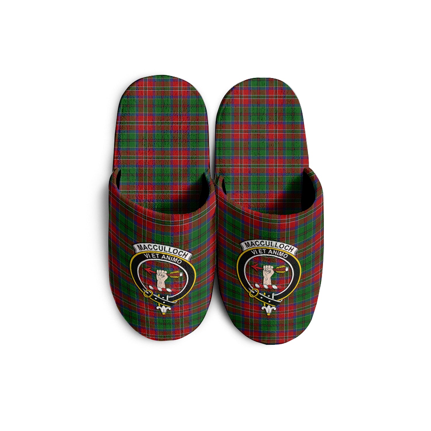 MacCulloch Tartan Home Slippers with Family Crest - Tartanvibesclothing