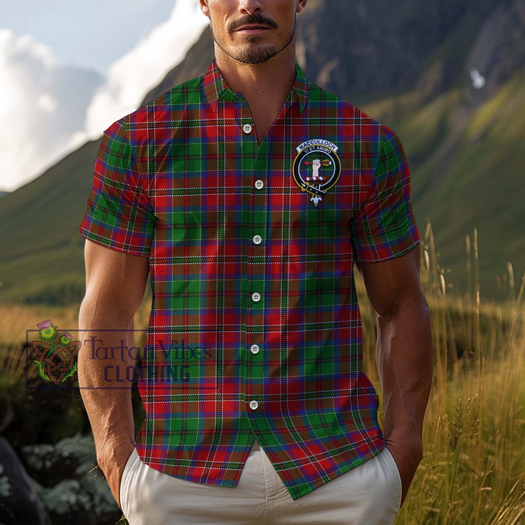 Tartan Vibes Clothing MacCulloch Tartan Cotton Hawaiian Shirt with Family Crest