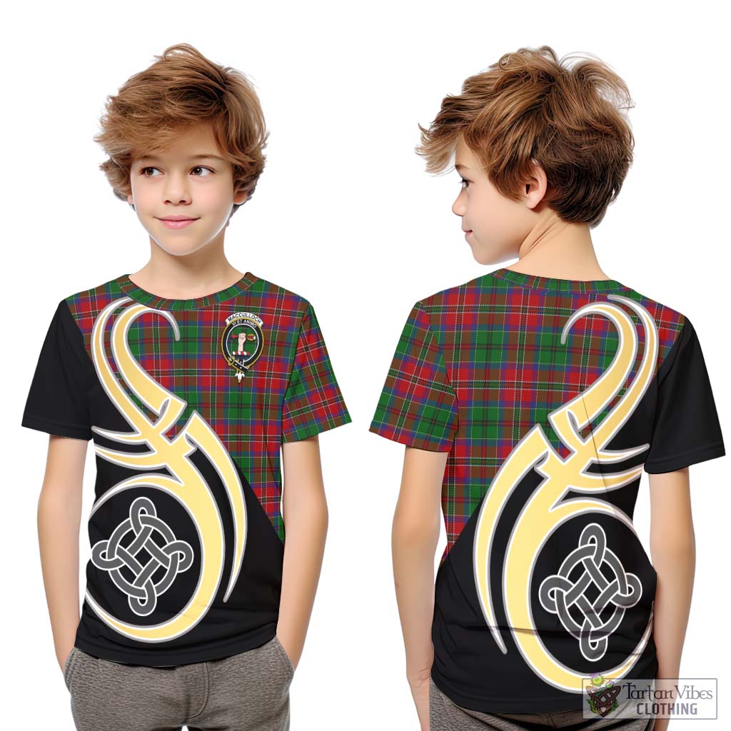 Tartan Vibes Clothing MacCulloch Tartan Kid T-Shirt with Family Crest and Celtic Symbol Style