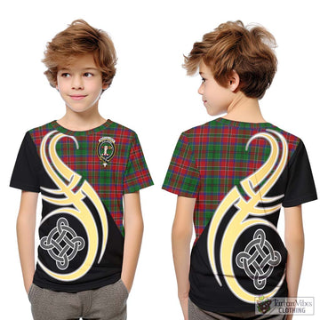 MacCulloch (McCulloch) Tartan Kid T-Shirt with Family Crest and Celtic Symbol Style