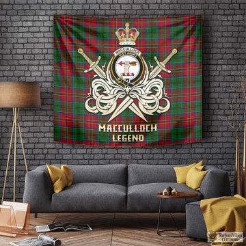 MacCulloch Tartan Tapestry with Clan Crest and the Golden Sword of Courageous Legacy