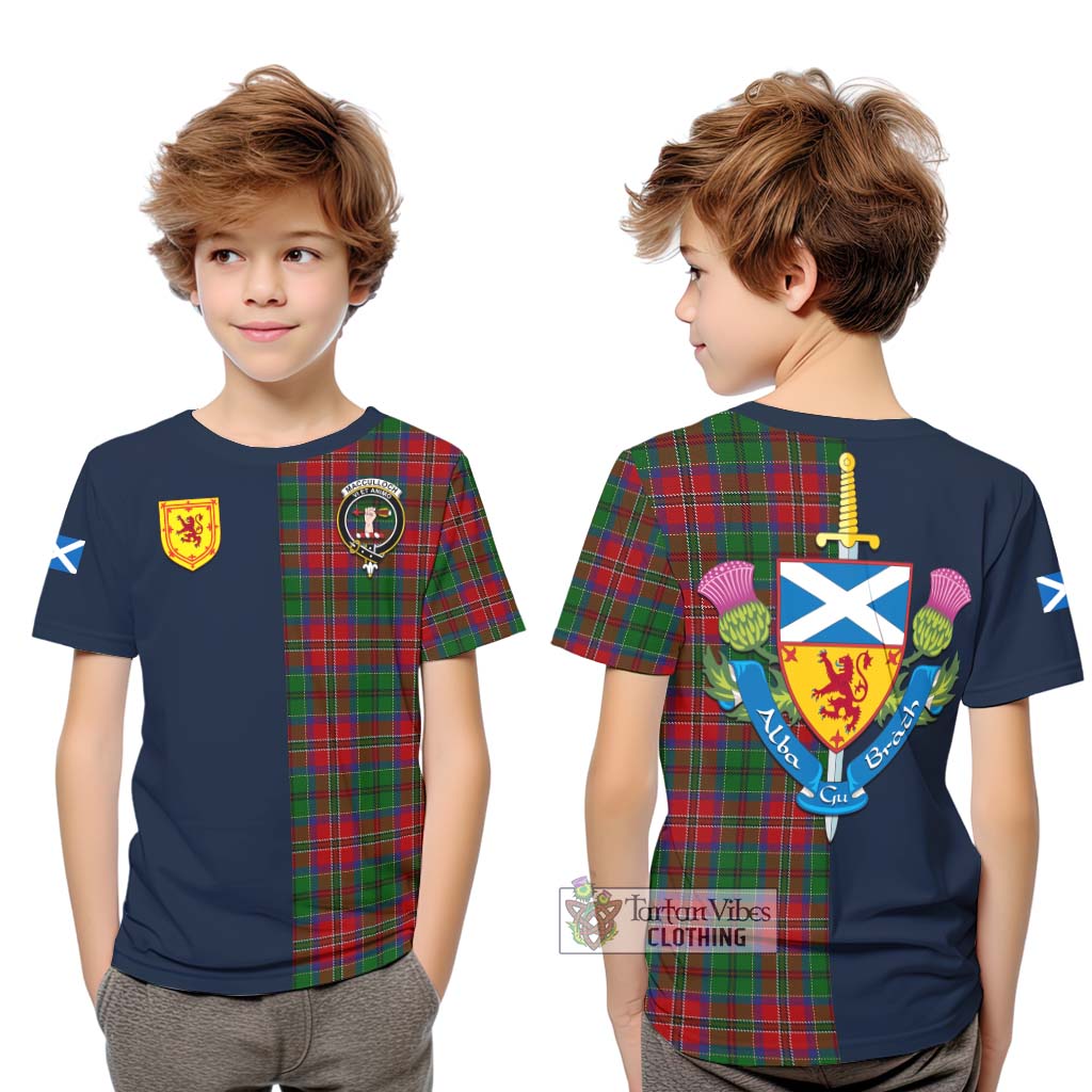 Tartan Vibes Clothing MacCulloch Tartan Kid T-Shirt with Scottish Lion Royal Arm Half Style