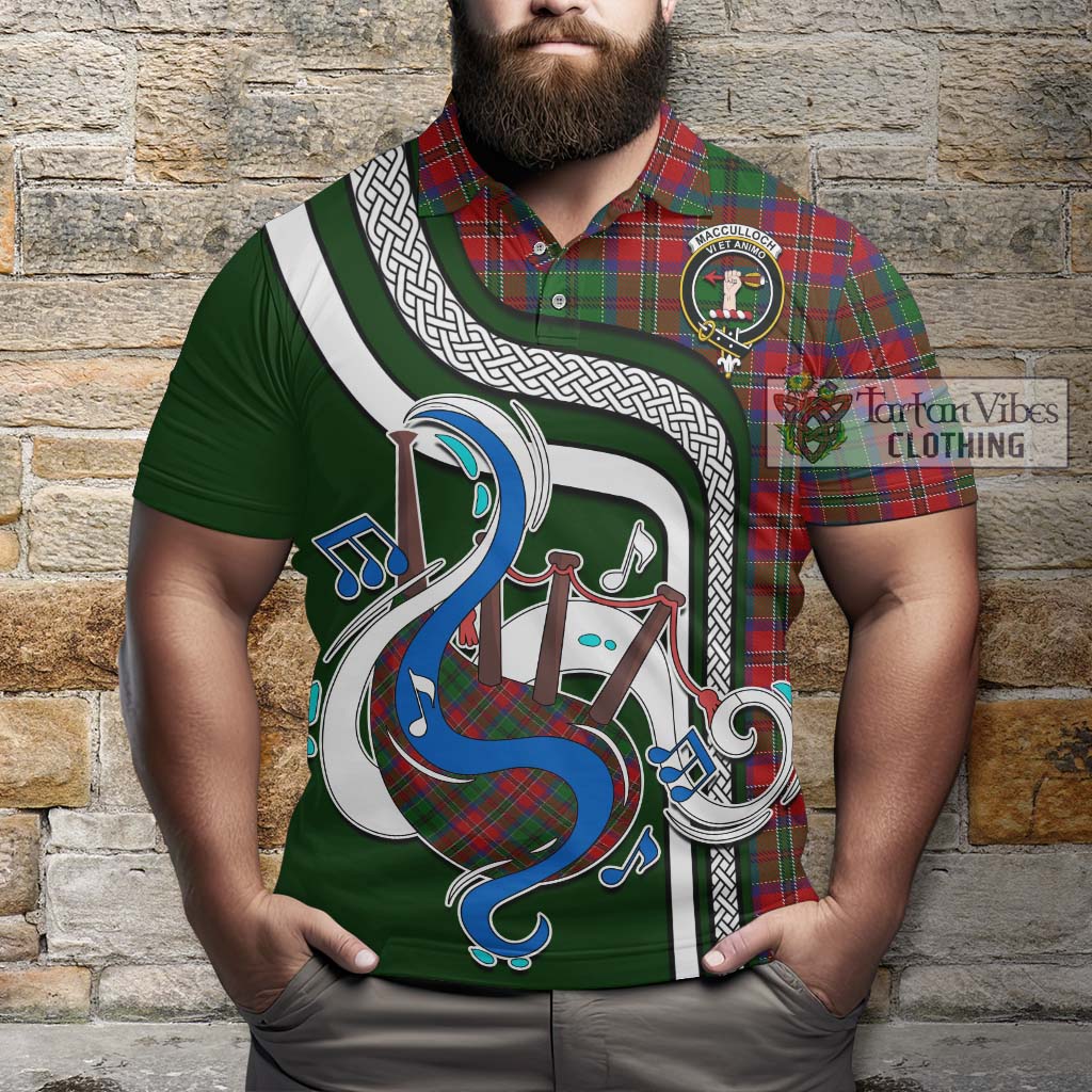 Tartan Vibes Clothing MacCulloch Tartan Polo Shirt with Epic Bagpipe Style