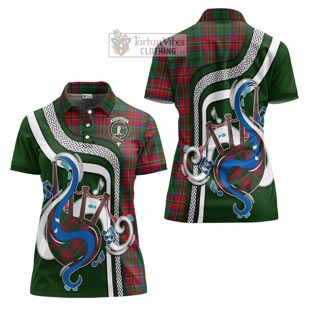 Tartan Vibes Clothing MacCulloch Tartan Women's Polo Shirt with Epic Bagpipe Style