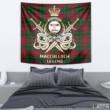 MacCulloch Tartan Tapestry with Clan Crest and the Golden Sword of Courageous Legacy
