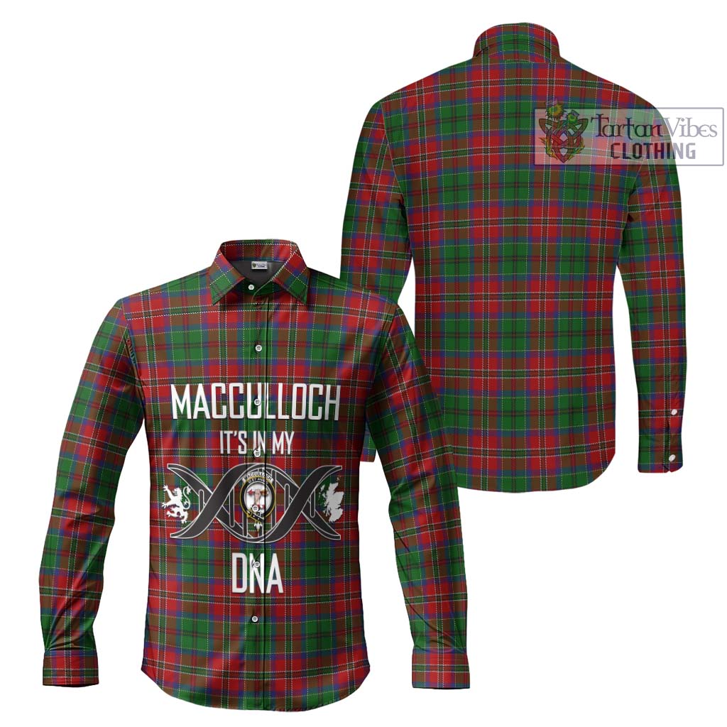 Tartan Vibes Clothing MacCulloch Tartan Long Sleeve Button Shirt with Family Crest DNA In Me Style