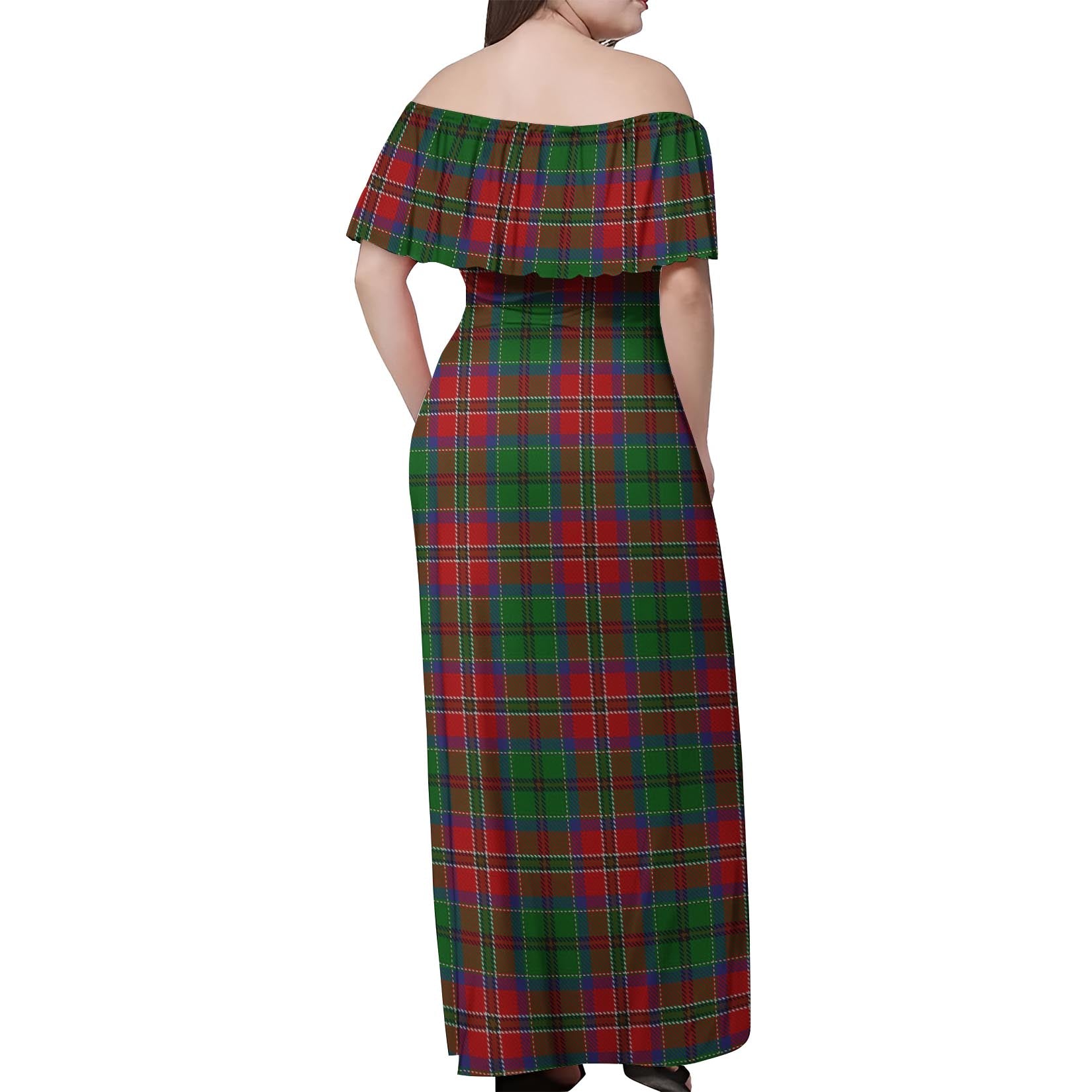 MacCulloch Tartan Off Shoulder Long Dress - Tartanvibesclothing