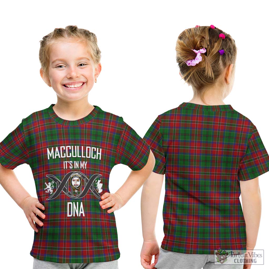 Tartan Vibes Clothing MacCulloch Tartan Kid T-Shirt with Family Crest DNA In Me Style