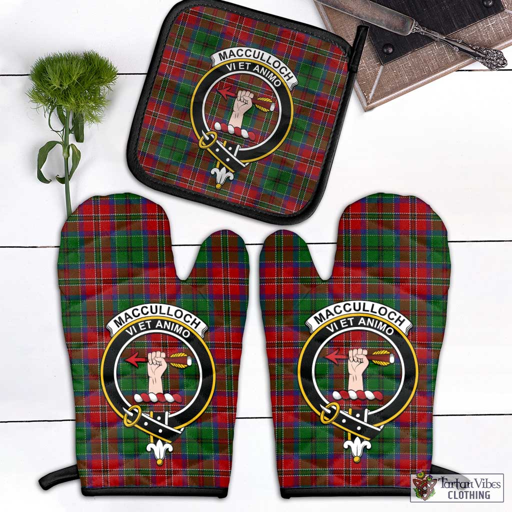 Tartan Vibes Clothing MacCulloch Tartan Combo Oven Mitt & Pot-Holder with Family Crest