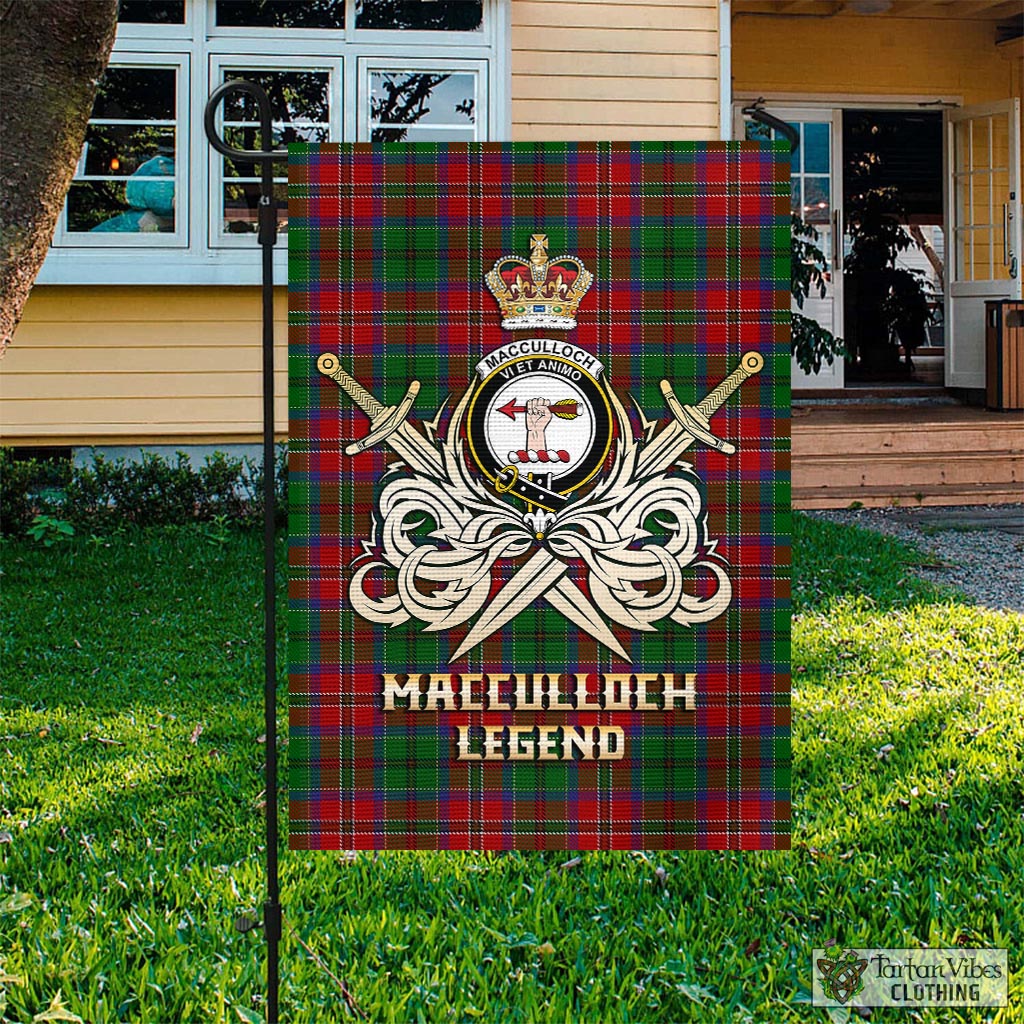 Tartan Vibes Clothing MacCulloch Tartan Flag with Clan Crest and the Golden Sword of Courageous Legacy