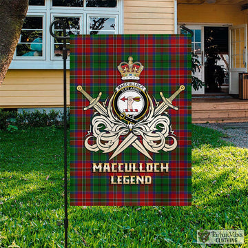 MacCulloch Tartan Flag with Clan Crest and the Golden Sword of Courageous Legacy