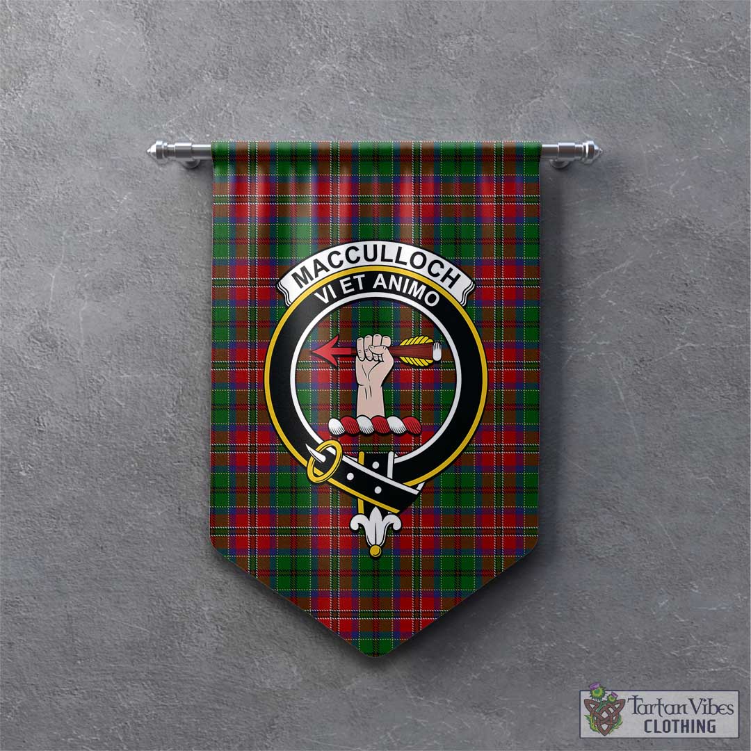 Tartan Vibes Clothing MacCulloch Tartan Gonfalon, Tartan Banner with Family Crest