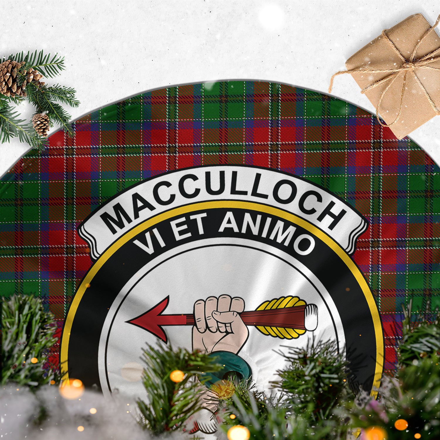 MacCulloch Tartan Christmas Tree Skirt with Family Crest - Tartanvibesclothing