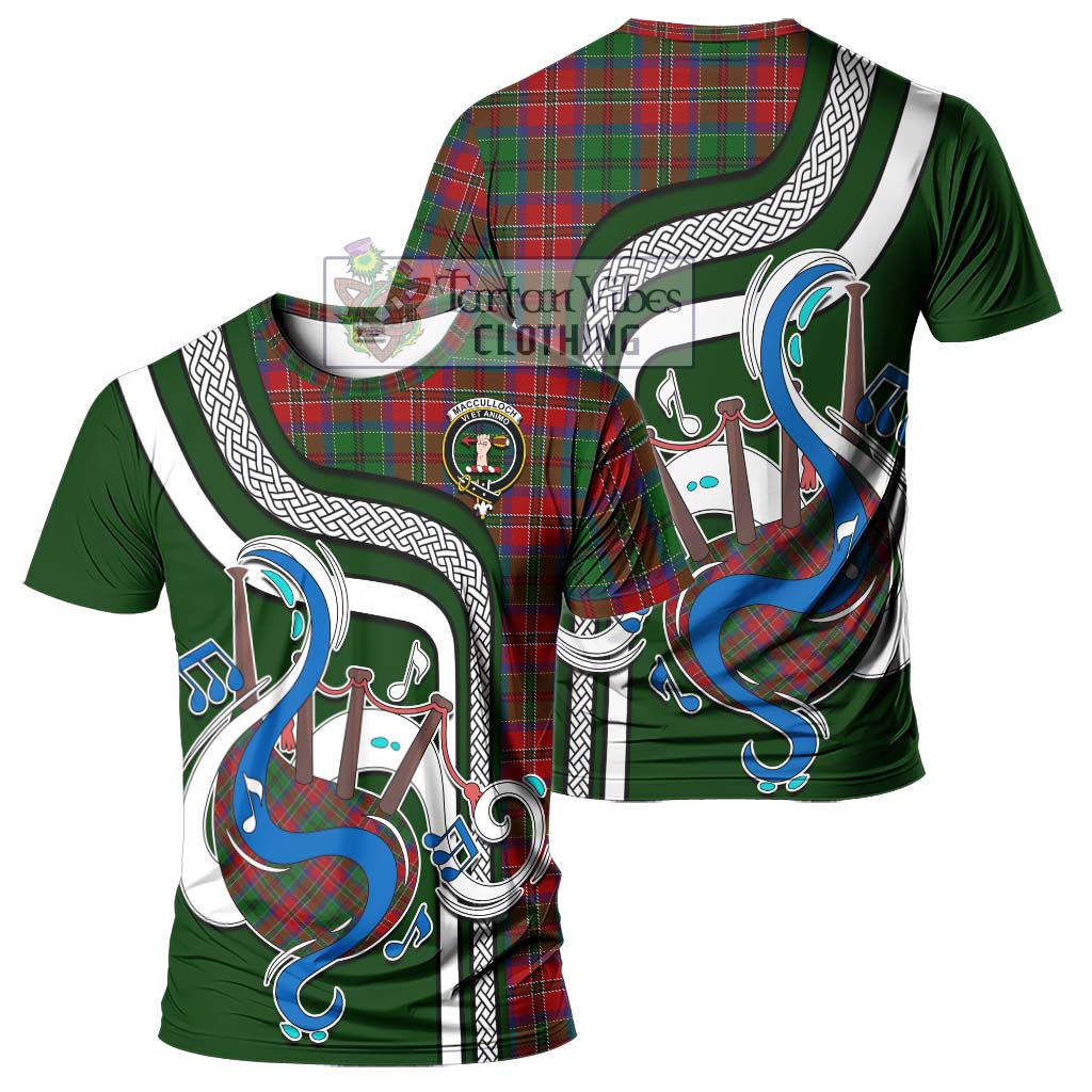 Tartan Vibes Clothing MacCulloch Tartan T-Shirt with Epic Bagpipe Style