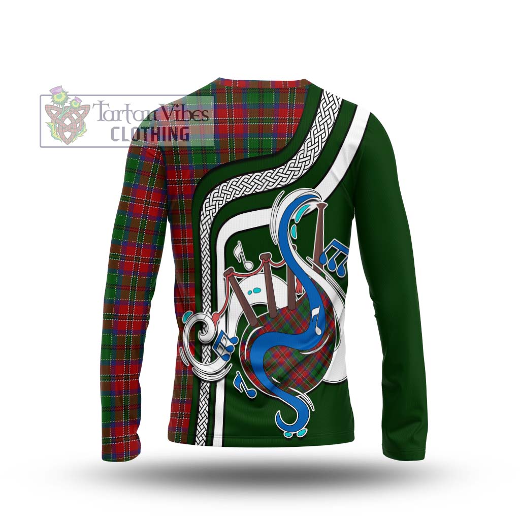 Tartan Vibes Clothing MacCulloch Tartan Long Sleeve T-Shirt with Epic Bagpipe Style