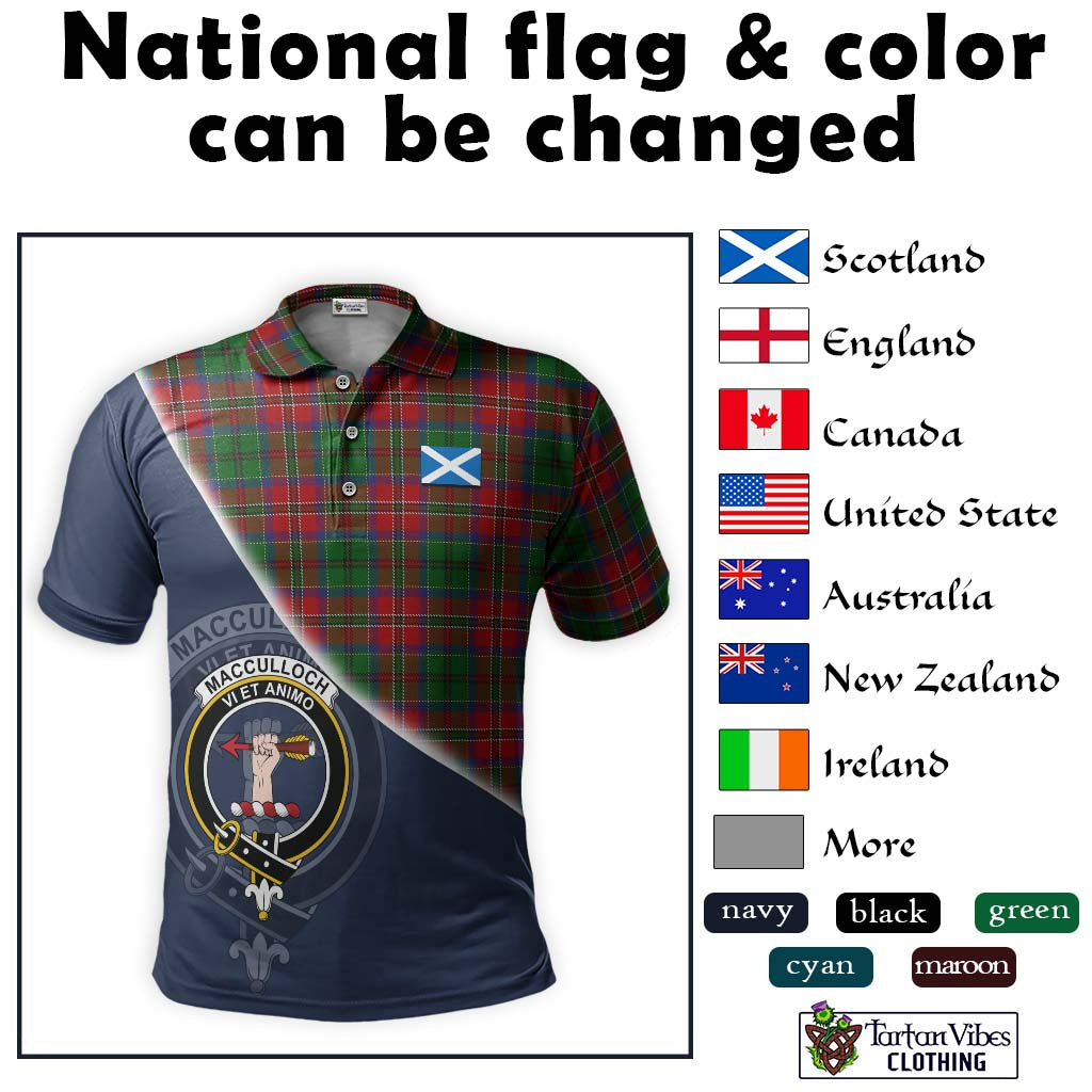 Tartan Vibes Clothing MacCulloch Tartan Polo Shirt with Personalised National Flag and Family Crest Half Style