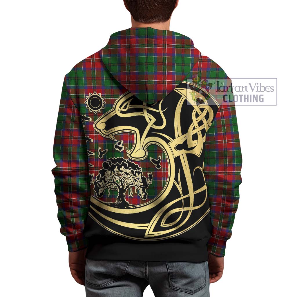 Tartan Vibes Clothing MacCulloch Tartan Hoodie with Family Crest Celtic Wolf Style