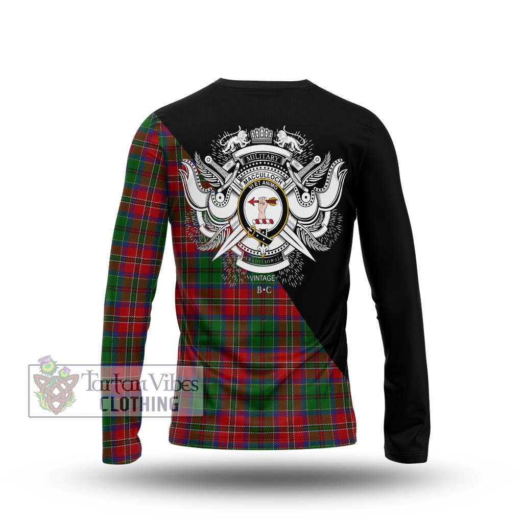 Tartan Vibes Clothing MacCulloch Tartan Long Sleeve T-Shirt with Family Crest and Military Logo Style