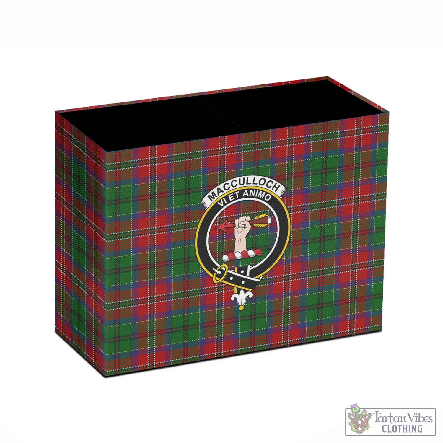 Tartan Vibes Clothing MacCulloch Tartan Pen Holder with Family Crest