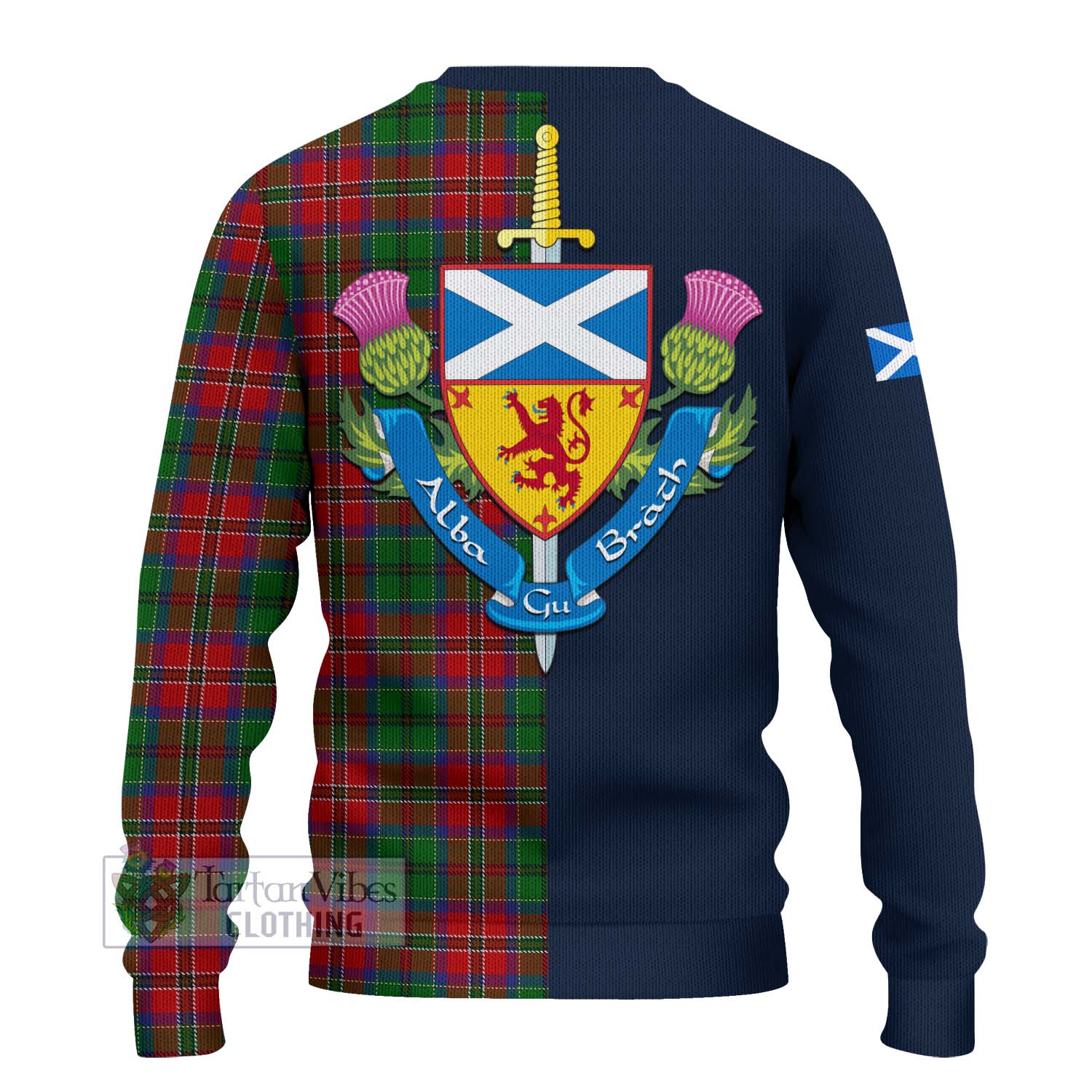 Tartan Vibes Clothing MacCulloch Tartan Knitted Sweater with Scottish Lion Royal Arm Half Style