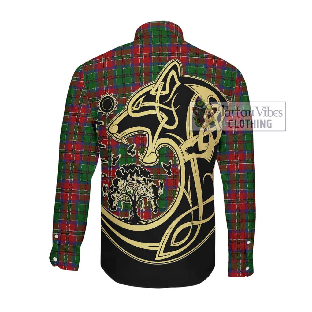 MacCulloch (McCulloch) Tartan Long Sleeve Button Shirt with Family Crest Celtic Wolf Style Men's Shirt - Tartan Vibes Clothing