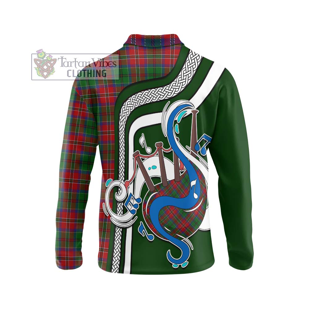 Tartan Vibes Clothing MacCulloch Tartan Long Sleeve Polo Shirt with Epic Bagpipe Style