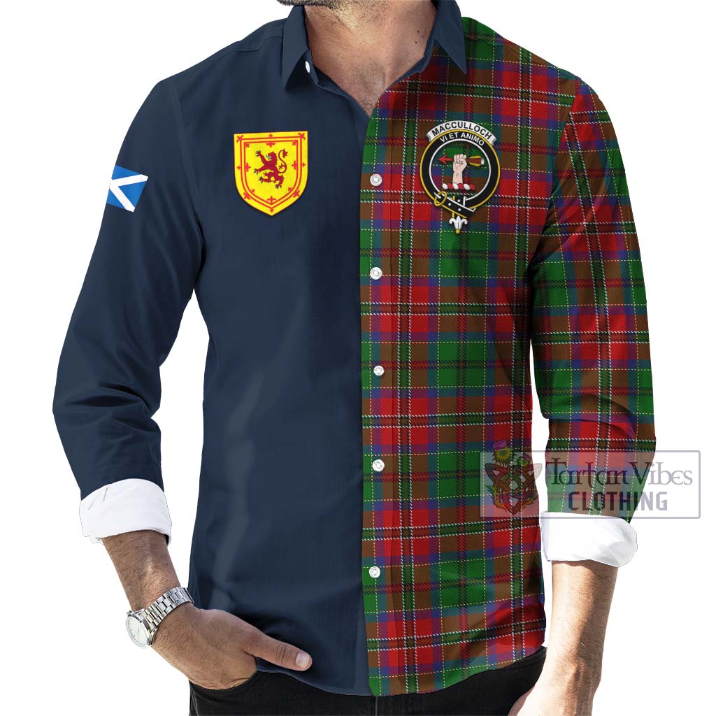 Tartan Vibes Clothing MacCulloch Tartan Long Sleeve Button Shirt with Scottish Lion Royal Arm Half Style