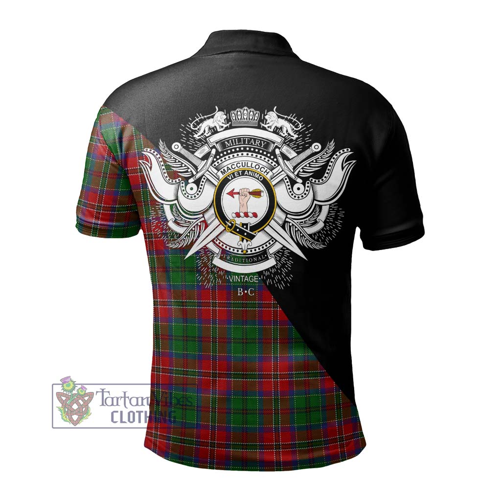 Tartan Vibes Clothing MacCulloch Tartan Polo Shirt with Family Crest and Military Logo Style