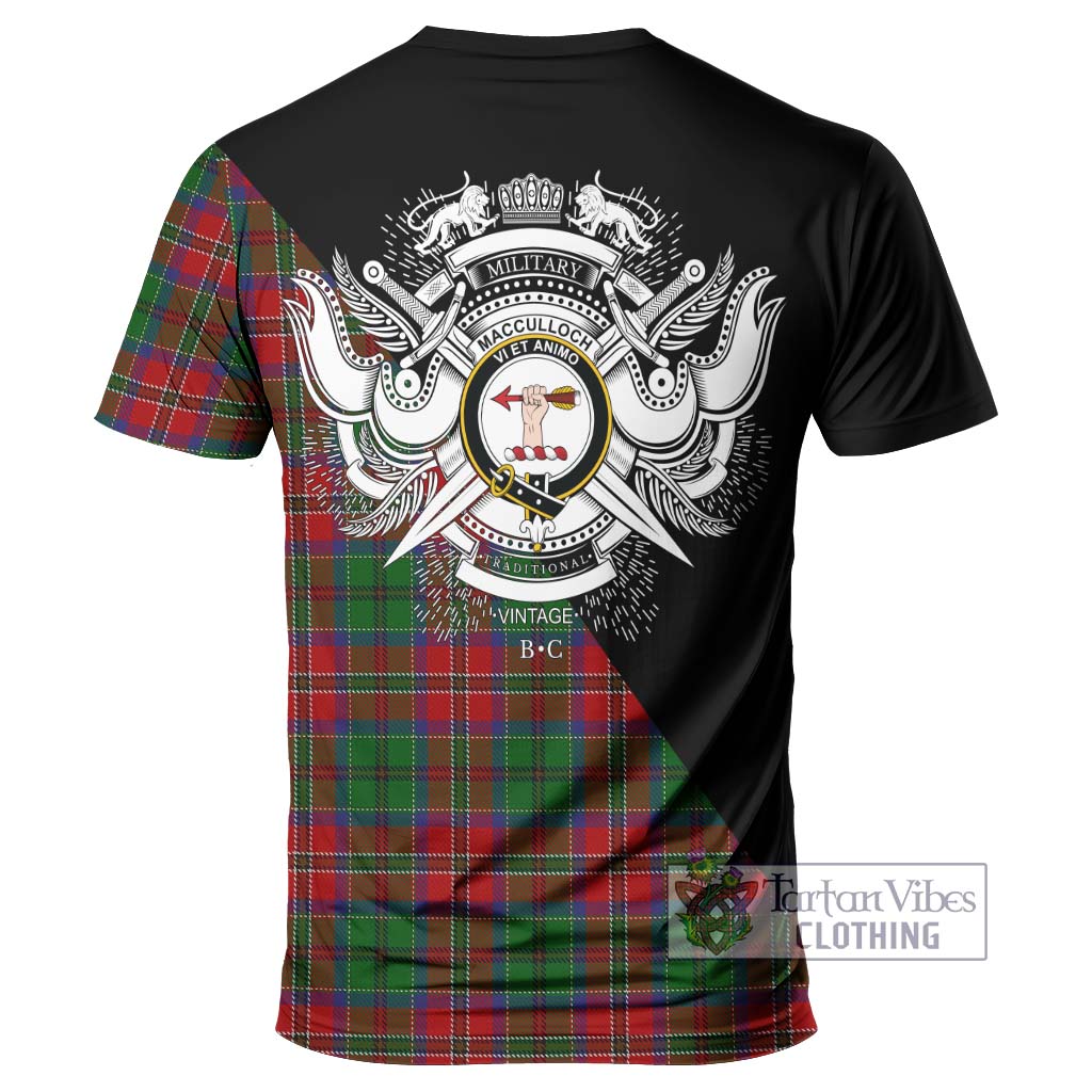 Tartan Vibes Clothing MacCulloch Tartan T-Shirt with Family Crest and Military Logo Style