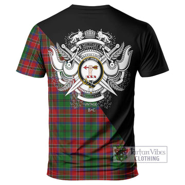 MacCulloch (McCulloch) Tartan T-Shirt with Family Crest and Military Logo Style