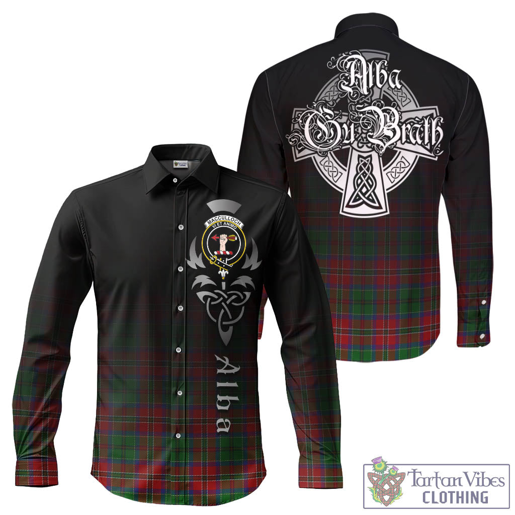 Tartan Vibes Clothing MacCulloch Tartan Long Sleeve Button Up Featuring Alba Gu Brath Family Crest Celtic Inspired