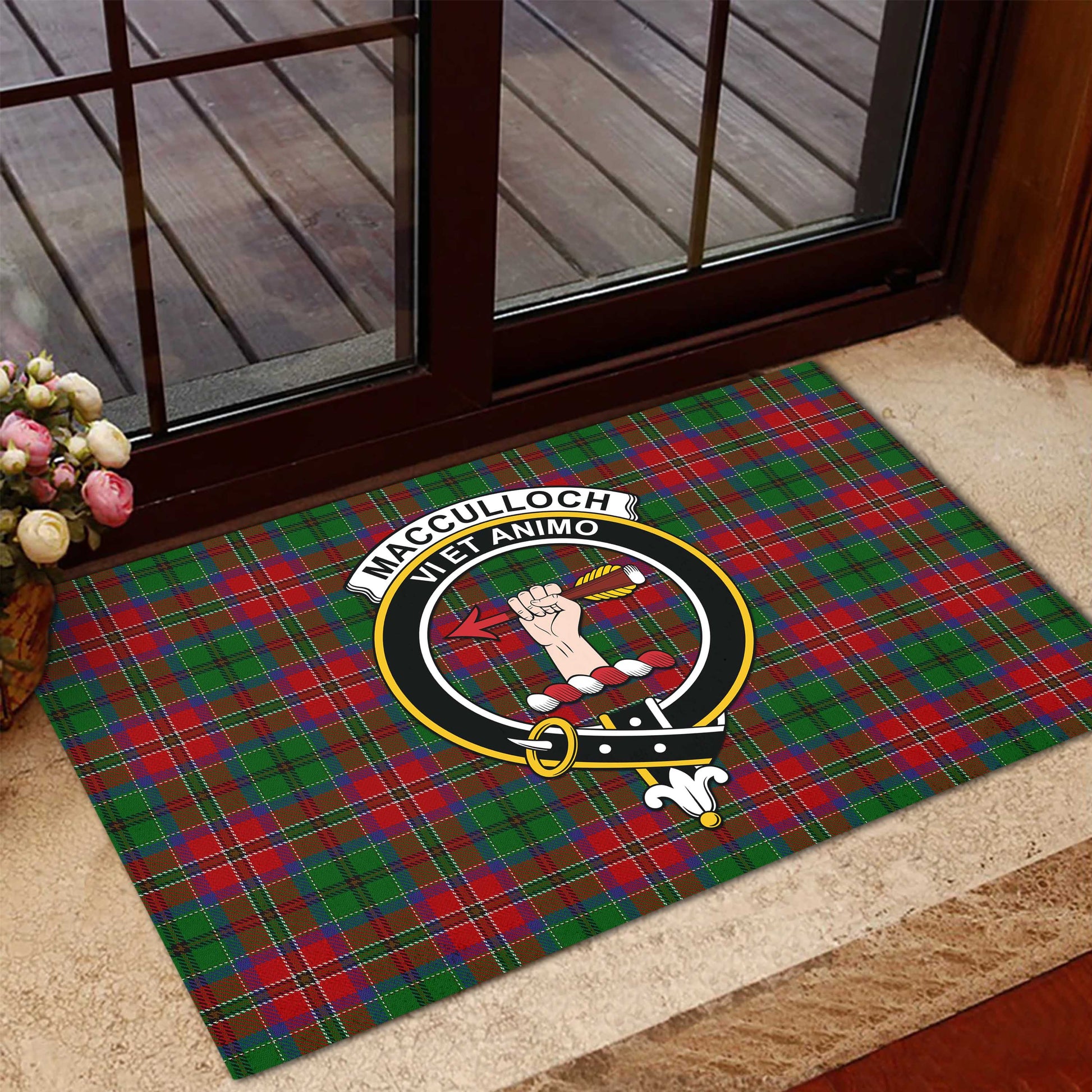 MacCulloch Tartan Door Mat with Family Crest - Tartanvibesclothing