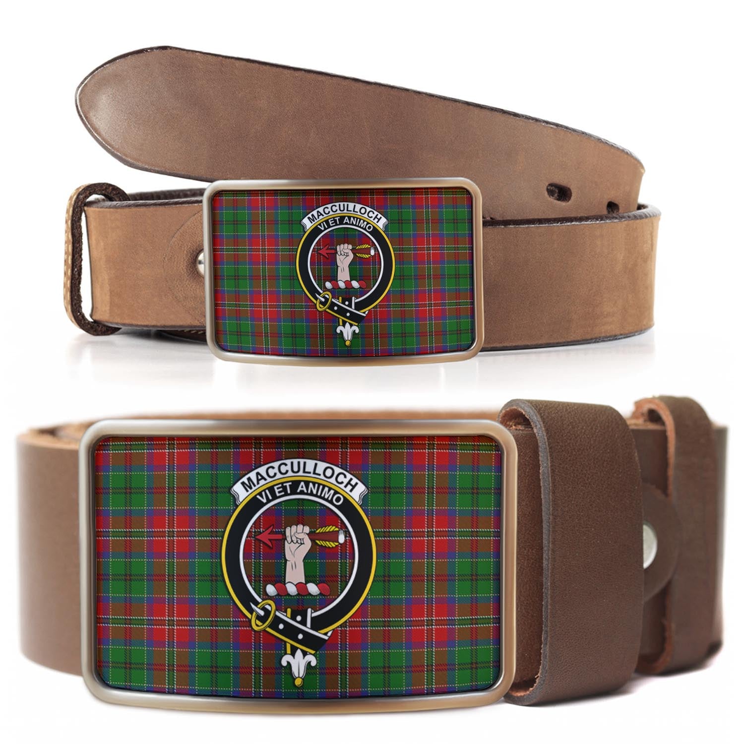 MacCulloch Tartan Belt Buckles with Family Crest - Tartanvibesclothing