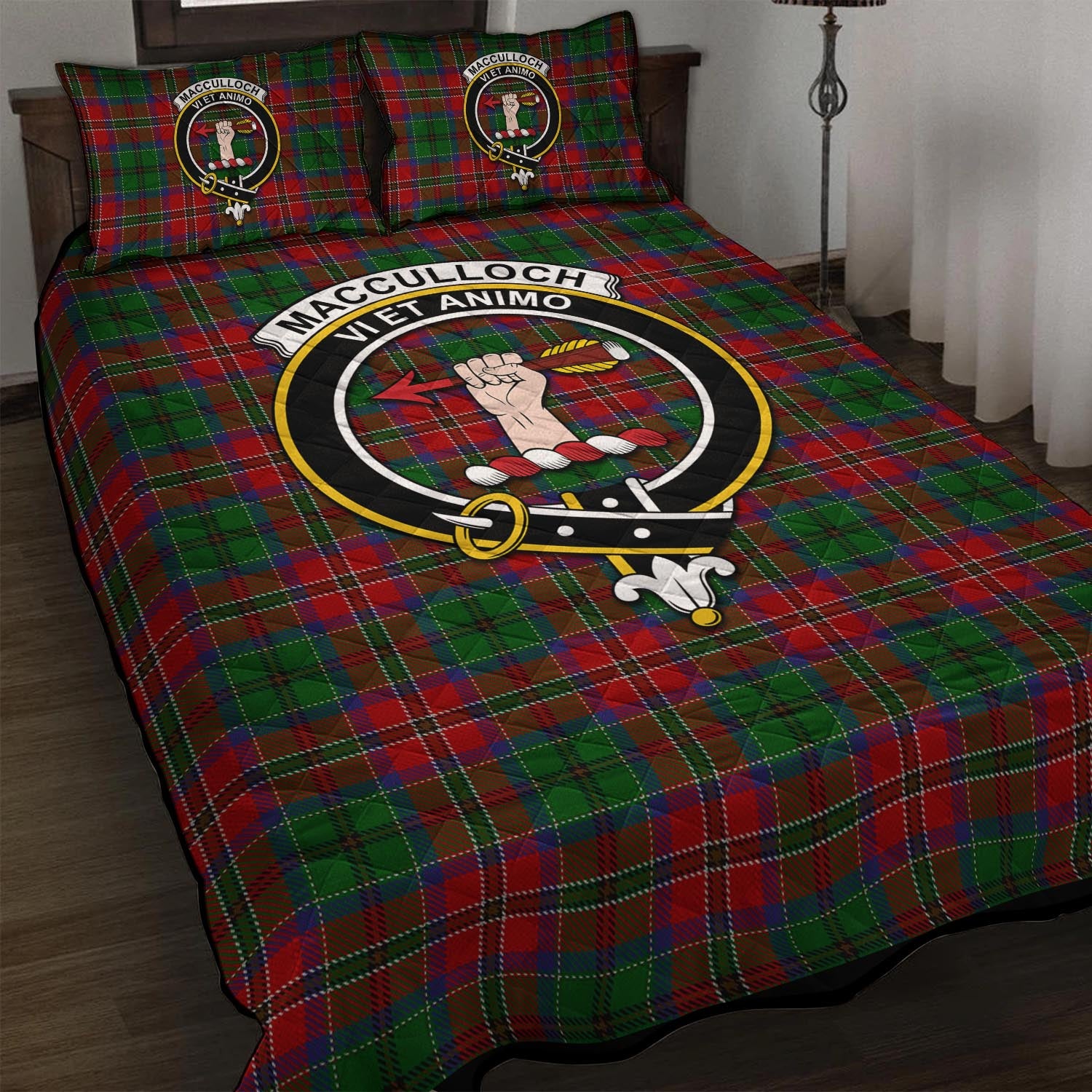 MacCulloch Tartan Quilt Bed Set with Family Crest - Tartanvibesclothing